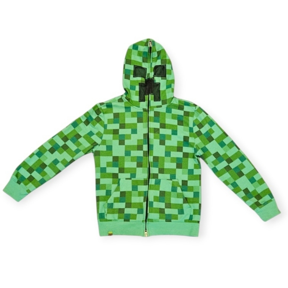 Like New, Boy's Minecraft Creeper Zippered Hoodie Size XL